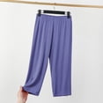 thumbnail image 2 of Miluxas Women's Fashion Pajama Pants Comfy Sleep Lounge Bottoms Capris Pants Blue XXXXL, 2 of 3