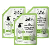 J.R. Watkins Gel Hand Soap Refill, Moisturizing Hand Wash, All Natural, Alcohol-Free, Cruelty-Free, Usa Made, Aloe Green Tea, 34 Fl Oz, 3 Pack.