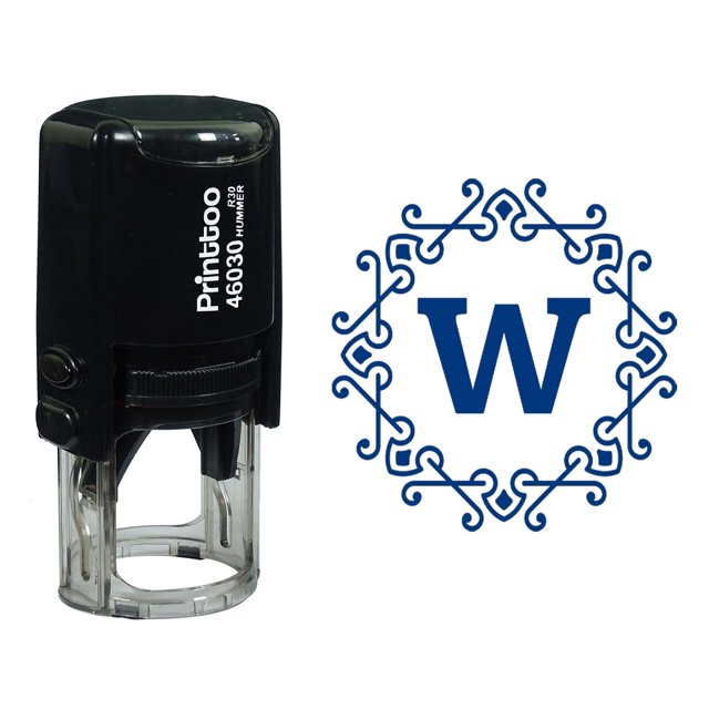 Printtoo Alphabet W Monogram Octagon Celtic Swirl Frame Self Inking Rubber Stamp Office Stationary