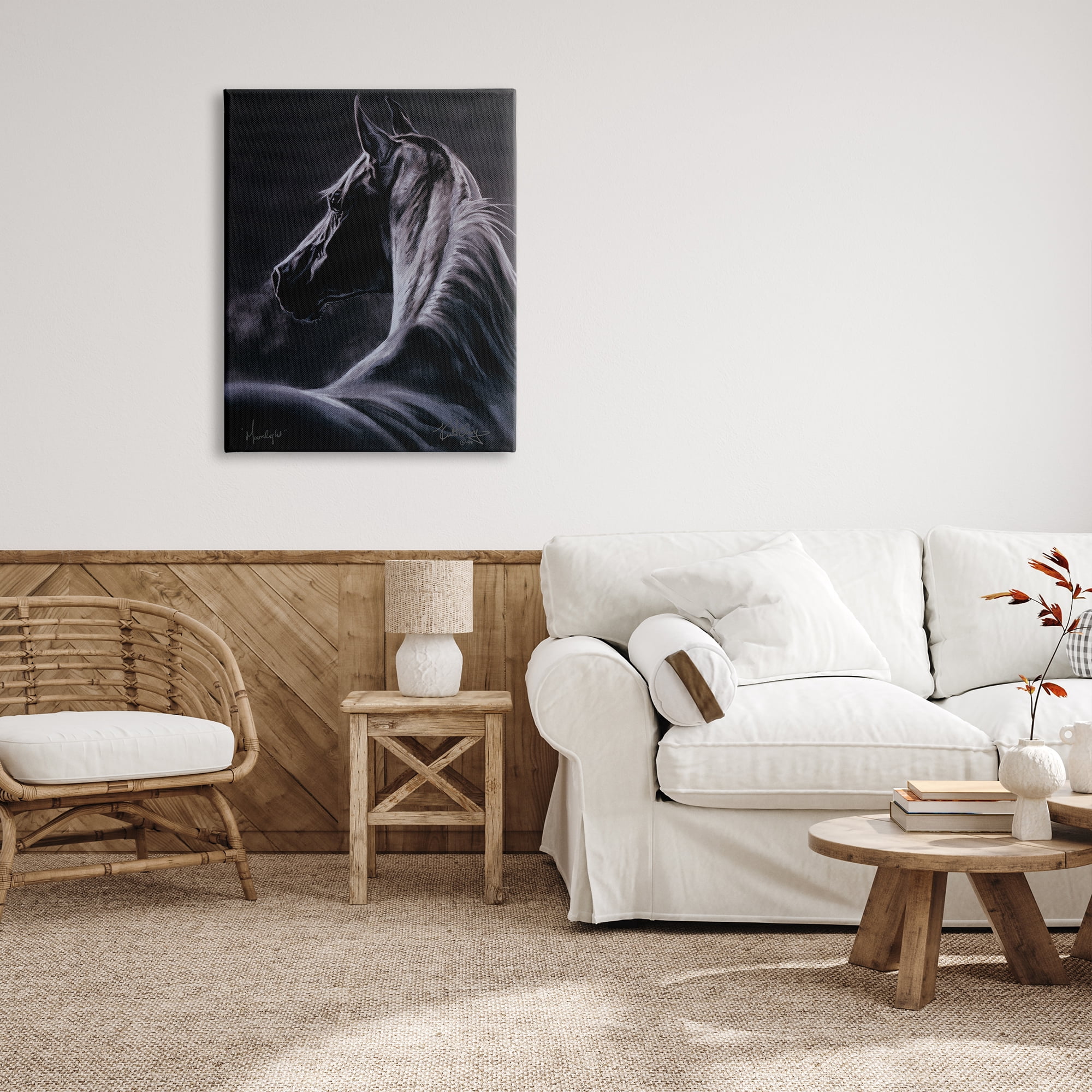 Stupell Industries Moonlit Horse Portrait Animals & Insects Painting Gallery Wrapped Canvas Print Wall Art, 30 x 40