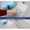 thumbnail image 2 of Paquete de 6 cajas de almacenamiento de plástico, 15 rejillas, divisores de compartimentos ajustables, caja organizadora, contenedores de almacenamiento para collares, pendientes, artículos de bricolaje Sailing Electrónica, 2 of 5