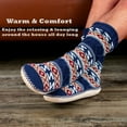 thumbnail image 3 of Cozylook Men's Fuzzy Non-slip Slipper Socks, Cable Knit Moccasin Boots, Warm Fluffy Sherpa Lined Indoor House Shoes, Cozy Winter Gifts for Him, Navy Adult Size 12-13, 3 of 7