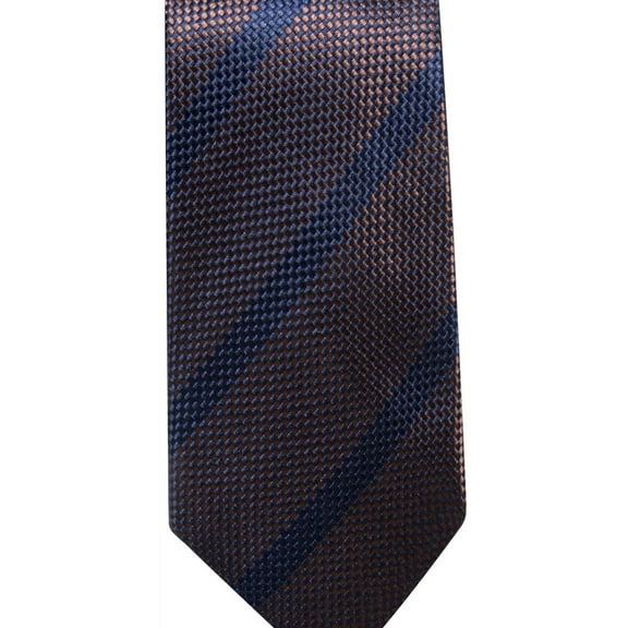 Tasso Elba Mens Stripe Self-tied Necktie, Brown, One Size