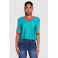 thumbnail image 2 of Women's Varsity Stripe Detail Short Sleeve Jersey Top, 2 of 4