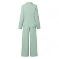 thumbnail image 6 of HAYIMI Womens Long Sleeve Summer Outfits Sets Lapel Jacket Wide Leg Pants Business Work Two Piece Solid Color Stylish Clothes Sets, 6 of 8