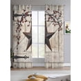 thumbnail image 2 of Texas Star Vintage Sheer Curtains 63 Inch Length 2 Panels Set for Living Room/Bedroom, Brown Retro Berry Beige Wooden Branches Kitchen Curtains Grommet Semi-Sheer Curtains Window Treatments 42"x63"x2, 2 of 7