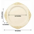 thumbnail image 4 of BalsaCircle 10 Ivory Round 10" Disposable Plastic Salad Dinner Plates Gold Embossed Baroque Trim Party Events Decorations, 4 of 8