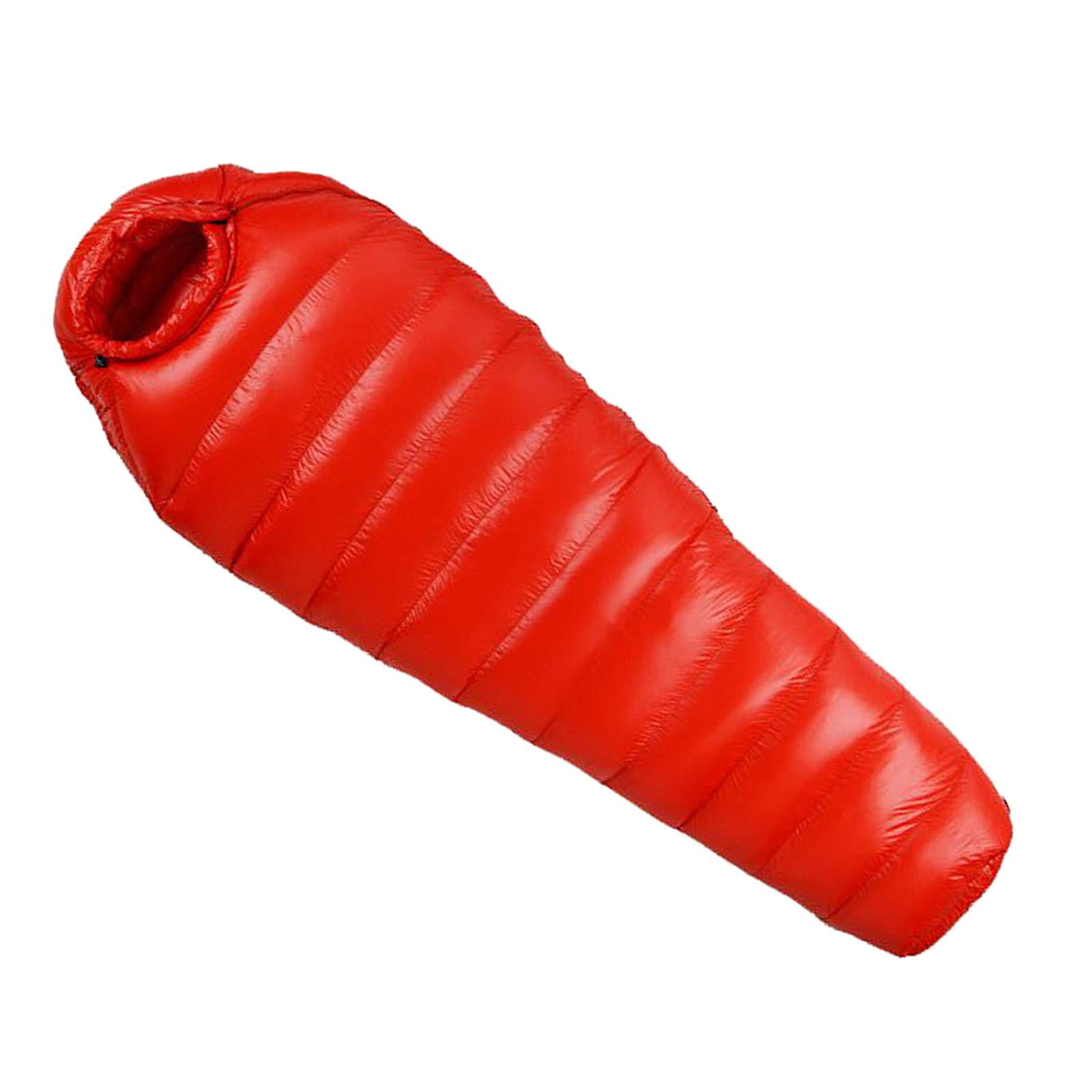 Lightweight Outdoors Mummy Down Sleeping Bag Camping Hiking Backpacking Water The Sleep Bag with Compression Sack , Red 400g, 210x80cm