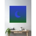 thumbnail image 2 of Blue Crescent Moon & Green Stars In Gradient Night Sky Poster Wall Art, Modern Wall Decor, 16x16 UNFRAMED, 2 of 3
