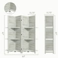 thumbnail image 3 of Homiyad 4 Panel 67" Tall Wood Privacy Screen Room Divider with 3 Shelves and Folding Storage for Bedroom, Distressed White, 3 of 8