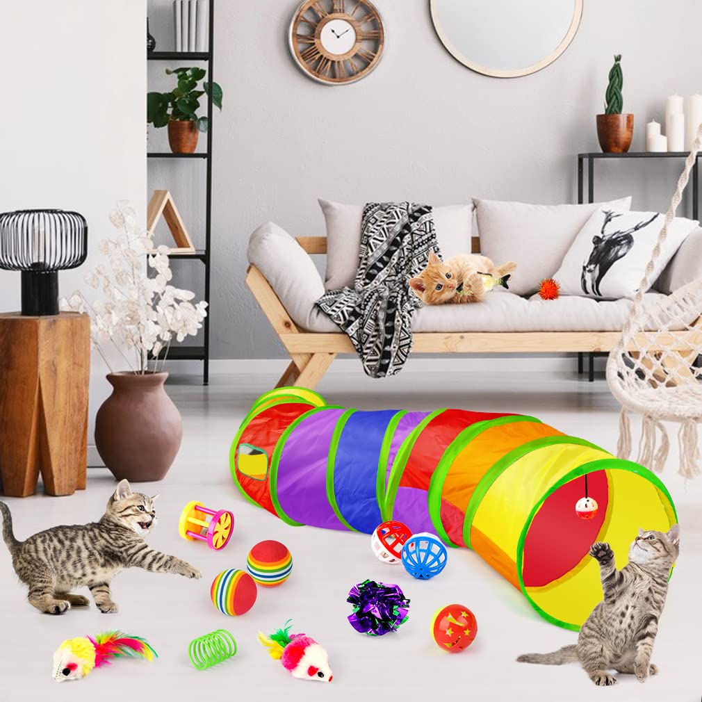 Taimasi 32-Piece Cat Toy Set with Rainbow Tunnel photo 4
