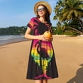 thumbnail image 4 of Disketp Flamingo And Palm Trees At Sunset para Vestido de Manga Corta para Mujeres, Vestidos de Verano para Mujeres, Casual y Holgado para la Playa, 4 of 6