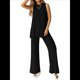 thumbnail image 1 of Conjunto de Dos Piezas para Mujer, Verano 2025, Camiseta Holgada Informal con Pantalones Anchos, Chándal A Juego. Negro XL, 1 of 6