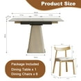 thumbnail image 5 of 7-Piece Retractable Rock Slab Dining Set, Modern Expandable Table + 6 Wooden Leg Chairs, Leather-Wrapped Base, Space-Saving for Small Apartments, 5 of 9