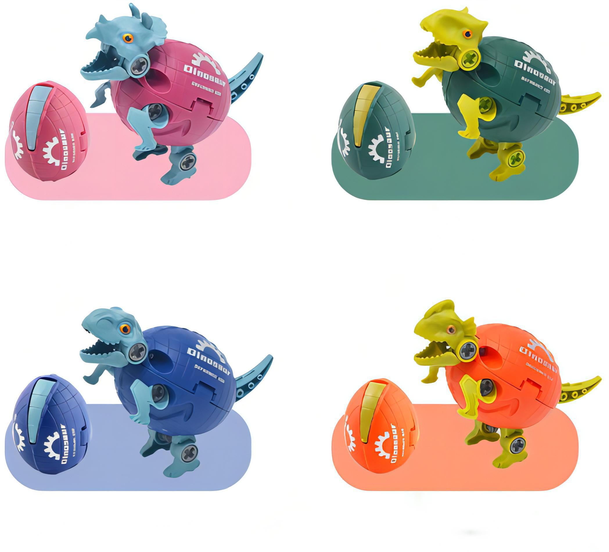 Dicasser 4 Pieces Take Apart Dinosaur Eggs Toys Transformer Dinosaur