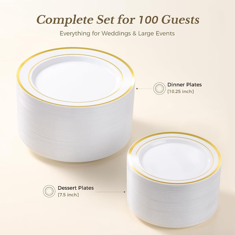 Goodluck Disposable Plastic Plates, 200 Count Gold Rim photo 4
