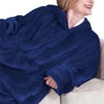 thumbnail image 3 of Couverture Portable à Capuche pour Femmes en Molleton, Sweat à Capuche Chaud et Confortable avec Poche, Bleu Régulier, Taille Unique, 3 of 7