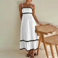 thumbnail image 6 of Honeeladyy Womens Summer Sleeveless Maxi Dresses Adjustable Strap Zipper Beach Vacation Flowy Long Dress White L, 6 of 9