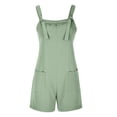 thumbnail image 5 of SDNall Womens Summer Comfortable Casual Suspender Shorts Solid Color Pocket Jumpsuit Shorts, 5 of 9