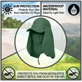 thumbnail image 4 of Sun Cap Fishing Hat Unisex Adult 360% UV UPF 50+ Solar Protection, Lightweight Outdoor Summer Wide Brim Visor with Detachable Neck Flap & Face Cover Mask, Quick Dry, Windproof, For Beach, Army Green, 4 of 5