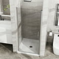thumbnail image 2 of Demi Bonn 34" x 72" Shower Door Combo with 35.4" White Acrylic Shower Base, Walk-In Wet Room Divider, Semi-Frameless Pivot Clear Glass Shower Door, Silver, 2 of 7
