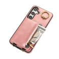 thumbnail image 2 of Wallet Case for Samsung Galaxy A13 5G, with Wrist Strap 360 Rotating Finger Ring Flip Zipper PU Leather Stand Card Slots Shockproof Drop Protective Phone Cover Girls Women Magnetic Buckle, Pink, 2 of 7