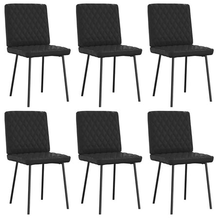vidaXL Dining Chair Set of 6 Black Faux leather, plywood, metal