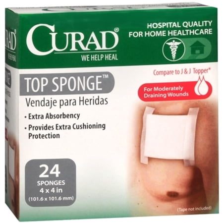 Curad Top Sponges 4 Inches X 4 Inches 24 Each (Pack of 4)
