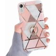 thumbnail image 1 of Compatible with iPhone XR Case,Cute Fashion Marble Bling for Men Women Girls with 360 Degree Rotating Ring Kickstand Soft TPU Shockproof Phone Cover D, 1 of 1