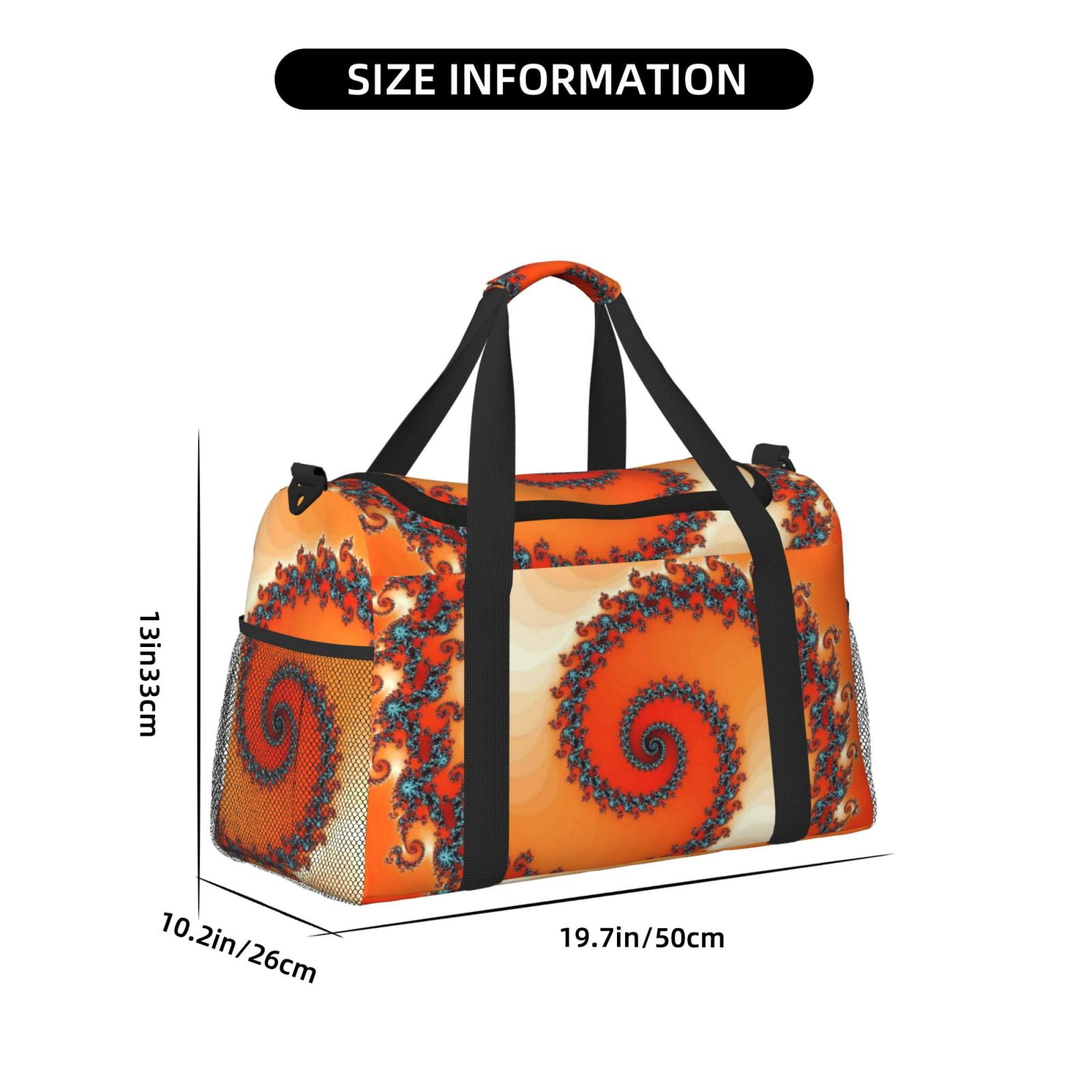 Kdxio Orange Rotating Travel Duffel Bag Gym Bag Weekender Travel Bag Gym Bag for Women &Men Airplane Travel Essentials for Flying