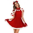 thumbnail image 1 of Gupgi Robe de Noël pour Femmes, Mignonne Robe Rouge Père Noël + Pinces à Cheveux + Cape + Gants, 1 of 6