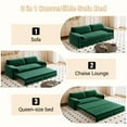 thumbnail image 2 of 66" Queen Pull Out Sofa Bed, 3-in-1 Convertible Sleeper Sofa with Side Storage,Multi-Functional Velvet Loveseat Bed for Living Room,Bedroom,Apartment,Office.Green, 2 of 7