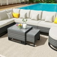 thumbnail image 3 of 7 Pieces Large Size Outdoor Wicker Sofa Set, Rattan Conservation Sectional Free Combination, Patio Furniture With 2 Coffee Table And Pillows For Garden And Deck, Beige,Beige, 3 of 14
