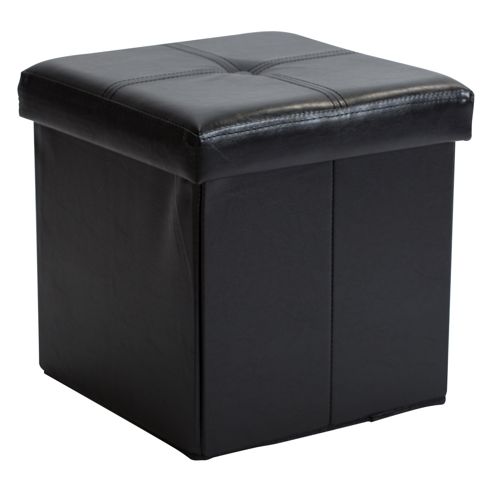 Simplify Faux Leather Folding Storage Ottoman Cube in Chocolate