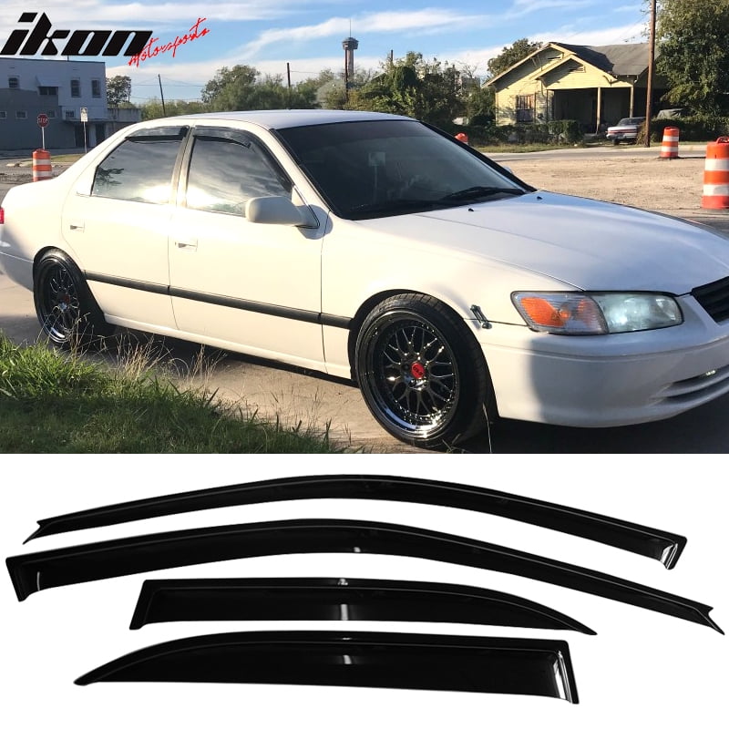 4pcs Out-Channel Tape-On Rain Guards Set Vent Visor fit for 2000-2006 Chevy/& GMC/& Cadillac Crew Cab SUV Puermto Original Side Window Wind Deflector