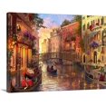 thumbnail image 1 of Cuadro lienzo pintura romántica de los canales de Venecia al atardecer, decoración italiana horizontal en tela canvas, 1 of 7