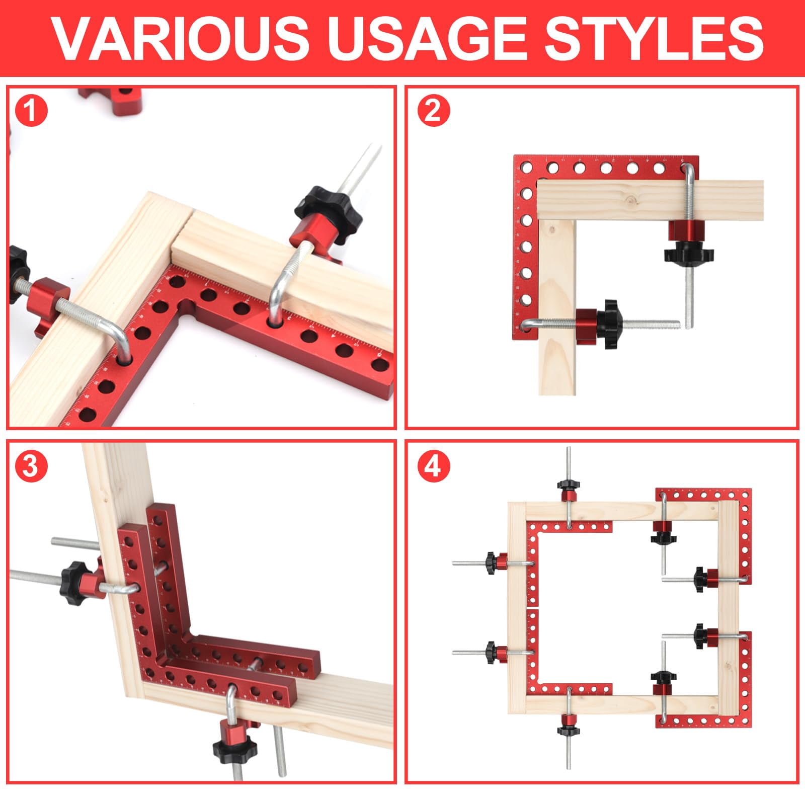 Corner Clamp For Woodworking  90 Degree With Box Right Angle Tools 4 Pack 5.5" X 5.5"aluminum Alloy Positioning Clamping Squares Picture Frames Cabinets