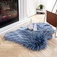 thumbnail image 2 of Phantoscope Faux Sheepskin Fur Area Rug, Soft Fluffy Faux Fur Carpet, Dark Blue, 2 x 3 ft, Irregular Shape, 2 of 6