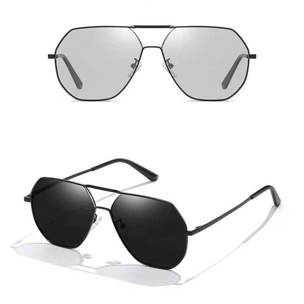 Vintage Polarized Sunglasses Stylish Metal UV Protective Double Bridge