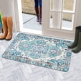 thumbnail image 5 of Bohemian Blue Floral Patterned Carpet Door Mat Welcome Door Mat for Front Door, Home Entrance, Yard, Floor, Patio, Non Slip Spring Summer Welcome Mat Indoor Outdoor Doormat 30"*17", 5 of 6