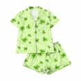 thumbnail image 4 of Fewfanhot Women's Shamrock Print Shorts Pajama Set, Soft Button Down Sleepwear for St.Patrick's Day, Two-Piece Pajamas, 4 of 6