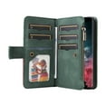 thumbnail image 4 of Allytech Wallet Case for Samsung Galaxy S24 with Zipper Pocket & 9 Card Slots & Wrist Strap, Fashion PU Leather Kickstand Magnetic Closure Shockproof Non-Slip Case for Women Men - Green, 4 of 9