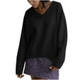 thumbnail image 2 of Lilgiuy Women's V-Neck Pullover Sweaters 2023 Fall Winter Solid Color Long Sleeve Slouchy Oversized Knit Jumper Tops for Photoshot, 2 of 5