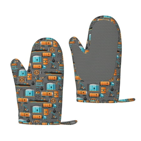 

Zeuib Industrial Transportation Print Oven Mitts Oven Gloves with Non-Slip Silicone Heat and Slip Resistant Cooking Mitt Set for Cooking and Baking (2 Count)