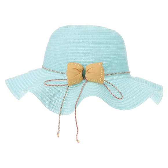 Miangastore 1Pcs Chapeaux de Paille Casquettes de Protection Solaire Bleu Légers Respirants pour Petites Filles Vacances à la Plage