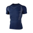 thumbnail image 6 of Men's Printed Compression Shirts Short Sleeve Quick Dry Stretch Athletic Workout Training Running Muscle Shirts Navy XXXL, 6 of 6