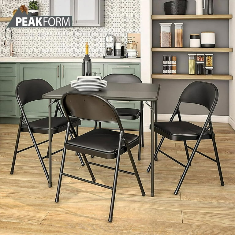Peakform Folding Vinyl Padded Chair w/ Comfortable Seat Cushion, 4