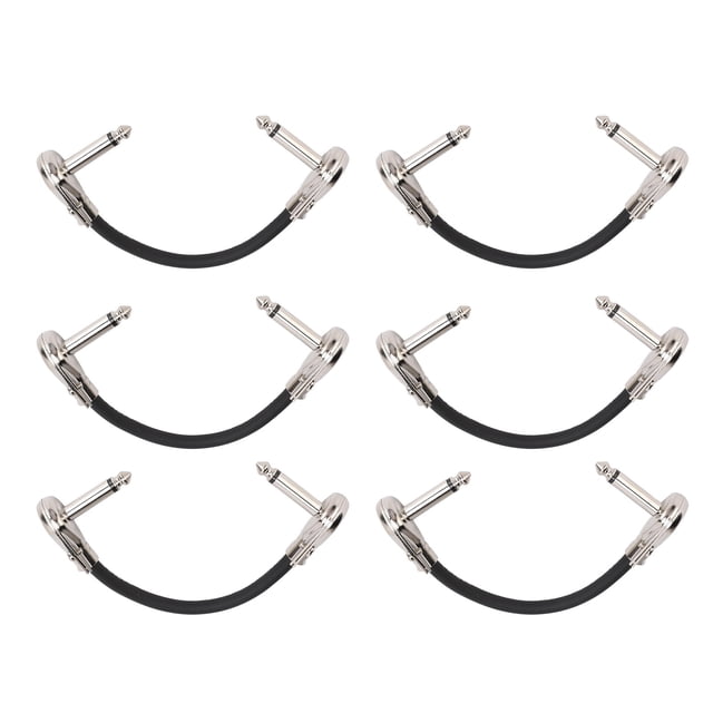 6 Pcs Guitar Effect Pedal Cable 15cm 6 Inch 1/4 Inch Right Angle Guitar Patch Cable for Microphone Amplifier Keyboard