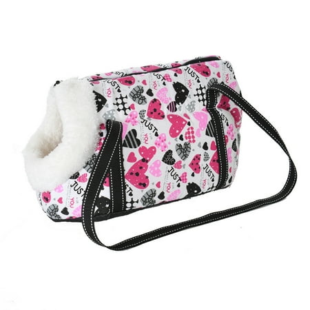 Classic Pet Carrier for Small Dogs Cozy Soft Puppy Cat Dog Bags Backpack Outdoor Travel Pet Sling Bag Chihuahua Pug Pet Supplies (heart with fur L 50 x 23 x 28 CM)
