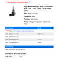 thumbnail image 2 of High Beam Headlight Bulb - Compatible with 1988 - 1991, 2004 - 2018 Honda Civic 1989 1990 2005 2006 2007 2008 2009 2010 2011 2012 2013 2014 2015 2016 2017, 2 of 2